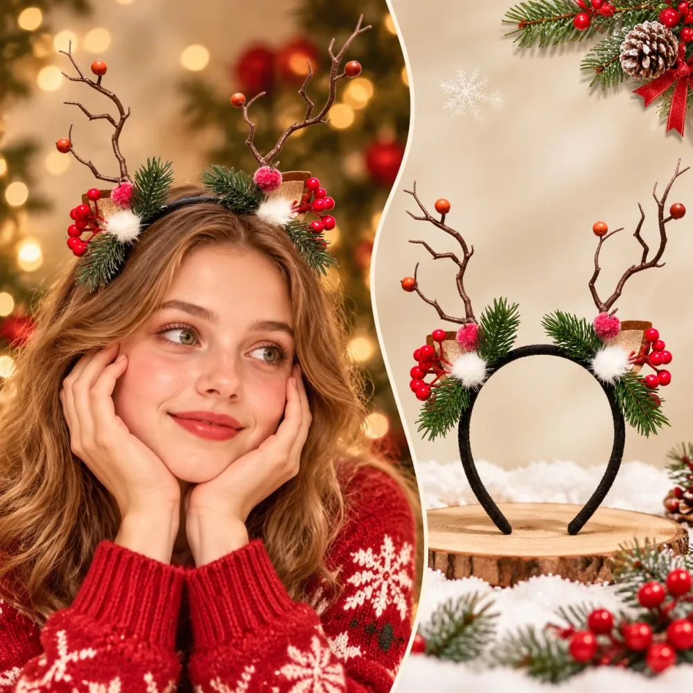Reindeer Antlers Headband - Рождественский ободок для волос в виде