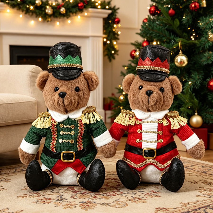 Nutcracker Figurine - Рождественский солдатик-медведь, плюшевая игрушка-щелкунчик, сидячая фигурка,