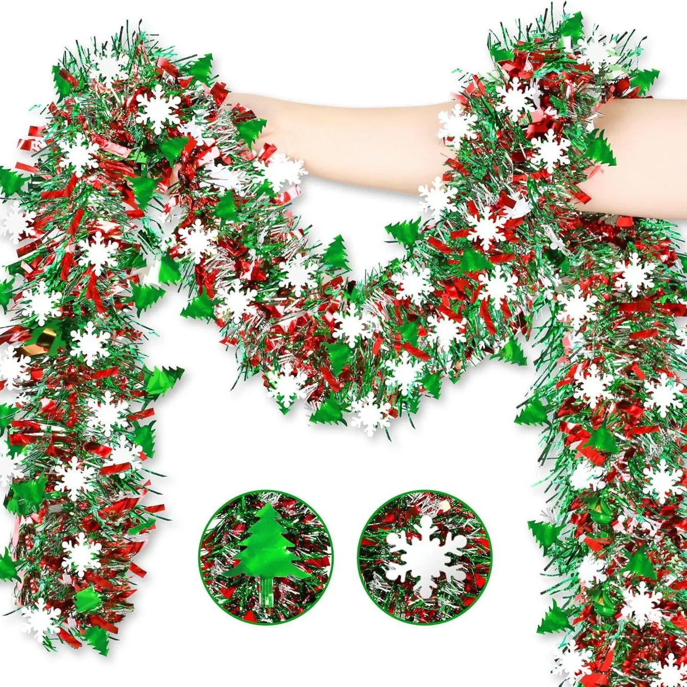 2 м Рождественская снежинка с  – обзор и цена Tinsel Garland Decoration